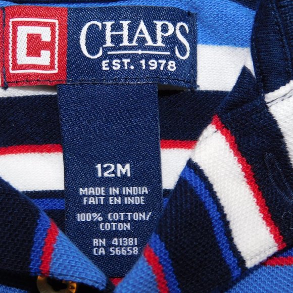 Baby Boy 12 Months Chaps Polo Shirt Blue White - Picture 3 of 6